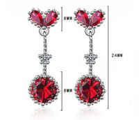 1 Pair Lady Heart Shape Tassel Plating Inlay Copper Zircon White Gold Plated Drop Earrings main image 2