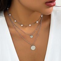 Simple Style Classic Style Irregular Round Imitation Pearl Copper Layered Tassel Layered Necklaces sku image 1