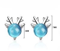 1 Pair Japanese Style Antlers Plating Inlay Copper Artificial Crystal White Gold Plated Ear Studs main image 2
