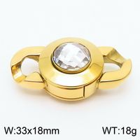 1 Piece Stainless Steel Zircon 18K Gold Plated Solid Color sku image 11