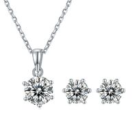 Simple Style Commute Solid Color Sterling Silver Plating Inlay Moissanite 18k Gold Plated Women's Jewelry Set main image 6