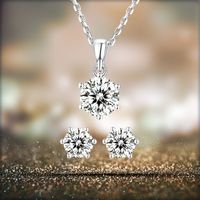 Simple Style Commute Solid Color Sterling Silver Plating Inlay Moissanite 18k Gold Plated Women's Jewelry Set main image 1
