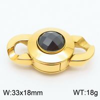 1 Piece Stainless Steel Zircon 18K Gold Plated Solid Color sku image 12