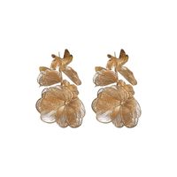 1 Pair Elegant Exaggerated Flower Copper Drop Earrings main image 6