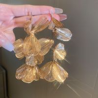 1 Pair Elegant Exaggerated Flower Copper Drop Earrings sku image 1