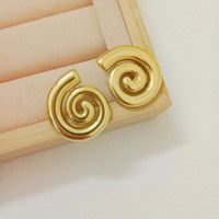 1 Piece Vintage Style Simple Style Letter Plating Stainless Steel 18k Gold Plated Ear Studs main image 6