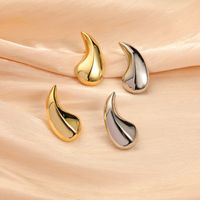 1 Pair Simple Style Water Droplets Plating Copper Gold Plated Ear Studs main image 1