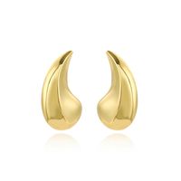 1 Pair Simple Style Water Droplets Plating Copper Gold Plated Ear Studs main image 5