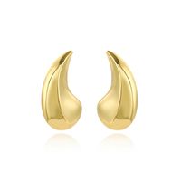 1 Paire Style Simple Les Gouttelettes D'eau Placage Le Cuivre Plaqué Or Boucles D'oreilles sku image 1