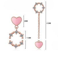 1 Pair Sweet Heart Shape Inlay Copper Zircon Drop Earrings main image 2
