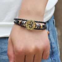Casual Roman Style Constellation Alloy Leather Patchwork Men's Wristband main image 5