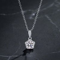 Shiny Flower Copper Alloy Plating Inlay Zircon Gold Plated Women's Pendant Necklace sku image 1