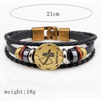 Casual Roman Style Constellation Alloy Leather Patchwork Men's Wristband main image 2