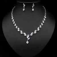 Elegant Solid Color Stainless Steel Copper Plating Inlay Zircon White Gold Plated Silver Plated Jewelry Set main image 1