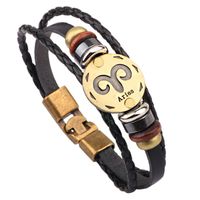 Casual Roman Style Constellation Alloy Leather Patchwork Men's Wristband sku image 1