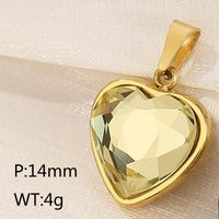 1 Piece Stainless Steel Zircon 18K Gold Plated Heart Shape Polished Pendant sku image 9