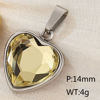 1 Piece Stainless Steel Zircon 18K Gold Plated Heart Shape Polished Pendant sku image 3