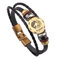 Casual Roman Style Constellation Alloy Leather Patchwork Men's Wristband sku image 8