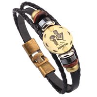 Casual Roman Style Constellation Alloy Leather Patchwork Men's Wristband sku image 10