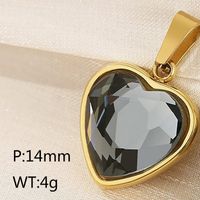 1 Piece Stainless Steel Zircon 18K Gold Plated Heart Shape Polished Pendant sku image 7