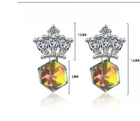 1 Pair Classic Style Crown Plating Inlay Copper Crystal White Gold Plated Ear Studs main image 2