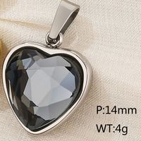 1 Piece Stainless Steel Zircon 18K Gold Plated Heart Shape Polished Pendant sku image 1