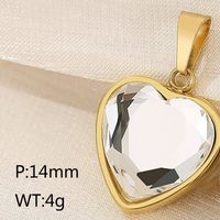 1 Piece Stainless Steel Zircon 18K Gold Plated Heart Shape Polished Pendant sku image 11