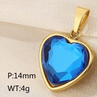 1 Piece Stainless Steel Zircon 18K Gold Plated Heart Shape Polished Pendant sku image 12
