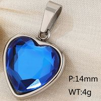 1 Piece Stainless Steel Zircon 18K Gold Plated Heart Shape Polished Pendant sku image 6