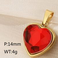 1 Piece Stainless Steel Zircon 18K Gold Plated Heart Shape Polished Pendant sku image 10