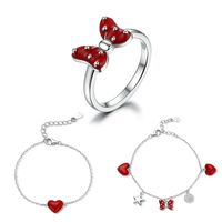 Simple Style Classic Style Pentagram Round Dots Heart Shape Sterling Silver Epoxy Plating White Gold Plated Valentine's Day Women's Rings Bracelets Jewelry Set main image 8