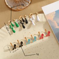 1 Pair Retro Color Block Plating Alloy Gold Plated Drop Earrings main image 7