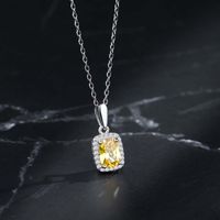 Sweet Shiny Square Alloy Copper Polishing Plating Inlay Zircon Gold Plated Pendant Necklace main image 3