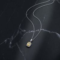 Sweet Shiny Square Alloy Copper Polishing Plating Inlay Zircon Gold Plated Pendant Necklace main image 4