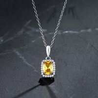 Sweet Shiny Square Alloy Copper Polishing Plating Inlay Zircon Gold Plated Pendant Necklace sku image 1