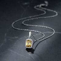 Sweet Shiny Square Alloy Copper Polishing Plating Inlay Zircon Gold Plated Pendant Necklace main image 5
