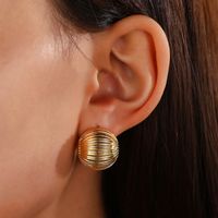 1 Pair Simple Style Geometric Plating Copper Gold Plated Ear Studs main image 4