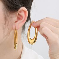 1 Pair Streetwear U Shape Plating Titanium Steel 18K Gold Plated Hoop Earrings Drop Earrings main image 4