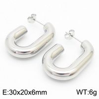 1 Par Ropa De Calle Forma De U Enchapado Acero Titanio Chapados en oro de 18k Pendientes De Aro Pendientes De Gota sku image 7