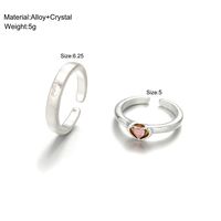 Simple Style Commute Heart Shape Alloy Inlay Rhinestones Couple Open Rings main image 2
