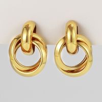 1 Pair Simple Style Classic Style Solid Color Plating Alloy Gold Plated Ear Studs main image 1