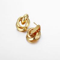 1 Pair Simple Style Classic Style Solid Color Plating Alloy Gold Plated Ear Studs main image 4