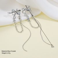 1 Pair Simple Style Bow Knot Inlay Metal Zircon Drop Earrings main image 2