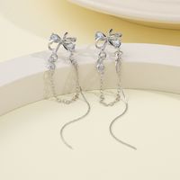 1 Pair Simple Style Bow Knot Inlay Metal Zircon Drop Earrings main image 3