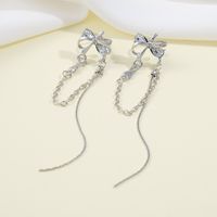 1 Pair Simple Style Bow Knot Inlay Metal Zircon Drop Earrings main image 4