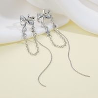 1 Pair Simple Style Bow Knot Inlay Metal Zircon Drop Earrings main image 5