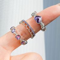 Simple Style Classic Style Heart Shape Alloy Inlay Zircon Women's Rings main image 3