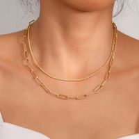 Punk Solid Color Alloy Plating Gold Plated Women's Layered Necklaces main image 1