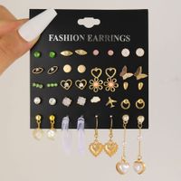 Wholesale Jewelry Simple Style Heart Shape Alloy Rhinestones Inlay Drop Earrings main image 5