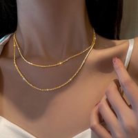 Simple Style Classic Style Solid Color Gold Plated Alloy Wholesale Layered Necklaces main image 1